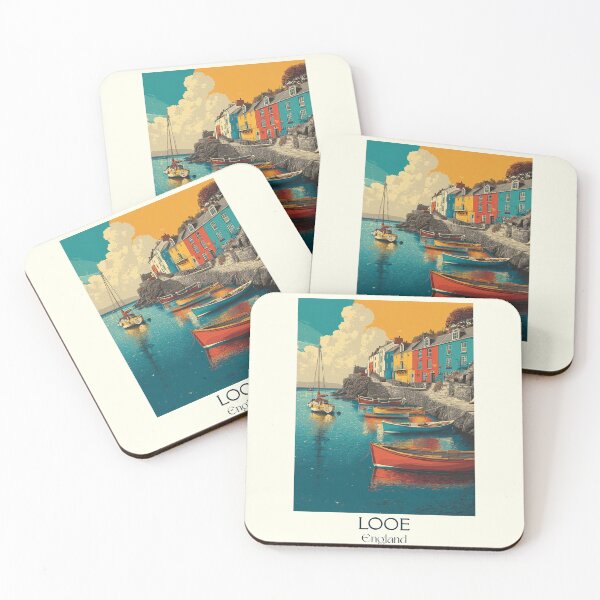 Item preview, Looe Cornwall Fishing Boats and Colorful Harbor Poster designed and sold by TuncGK.