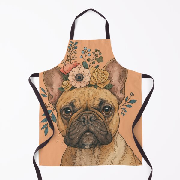 Item preview, French Bulldog with Floral Crown Vintage Illustration designed and sold by Trendy Sticker & Merch Collection - Express Yourself.