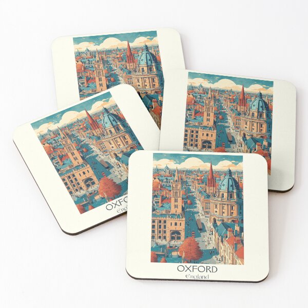 Item preview, Oxford Rooftops and Golden Hour Vintage Poster designed and sold by TuncGK.