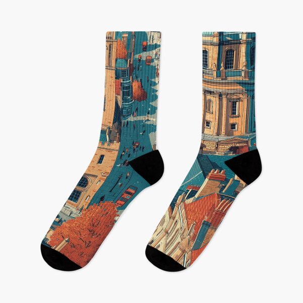 Item preview, Oxford Rooftops and Golden Hour Vintage Poster designed and sold by TuncGK.