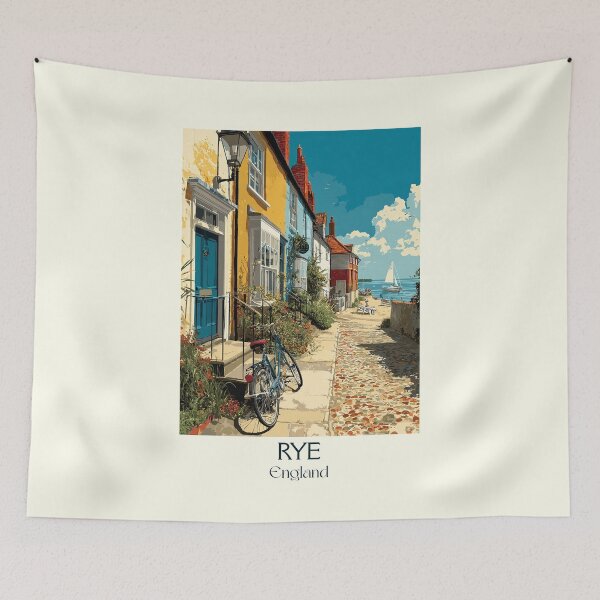 Item preview, Rye East Sussex Cobbled Street Poster Art designed and sold by TuncGK.