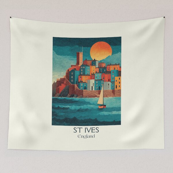 Item preview, St Ives Cornwall Coastal Sunset Poster Print designed and sold by TuncGK.