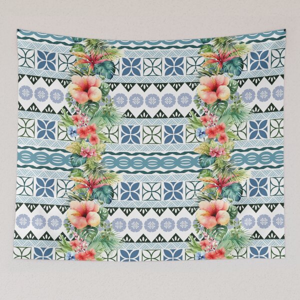Item preview, Fiji Tropical Island Luisa Pattern Blue designed and sold by lolomastudio.