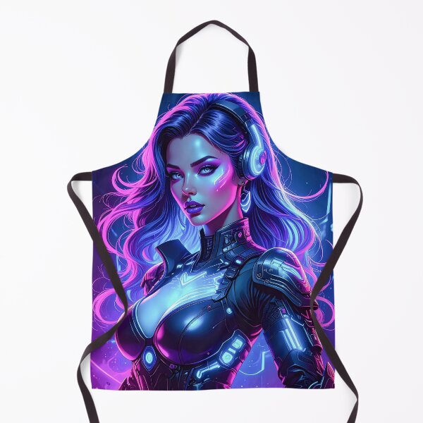 Item preview, Cyber Woman with headphones, Cyberpunk black pink, purple designed and sold by angel-cat-22.