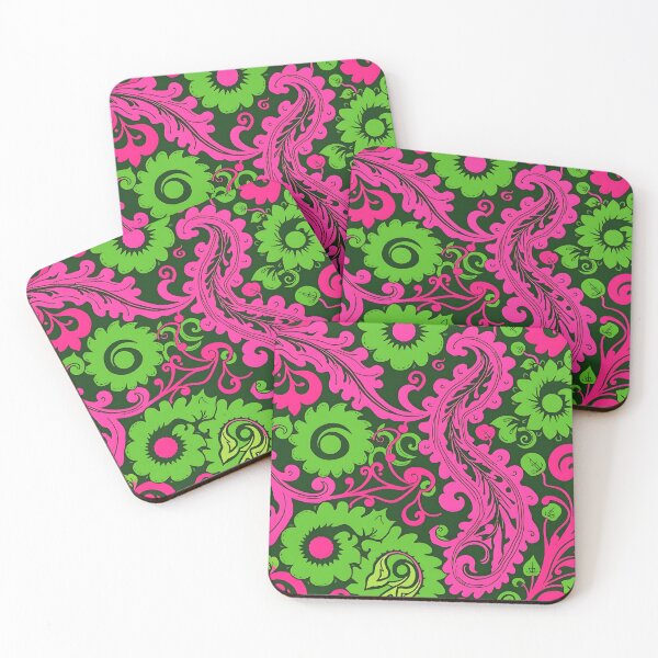Item preview, Vibrant Pink and Green Paisley-Inspired Abstract Pattern designed and sold by EmeraldeaArt.