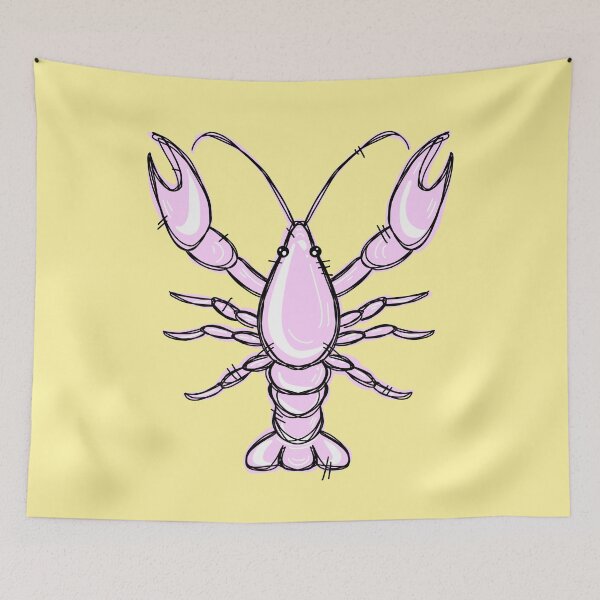 Item preview, Pink Crawfish With Yellow Background  designed and sold by missmann.