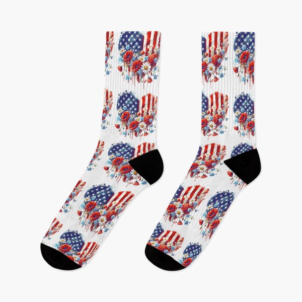 Item preview, Patriotic heart with wildflowers designed and sold by RuthFurtado.
