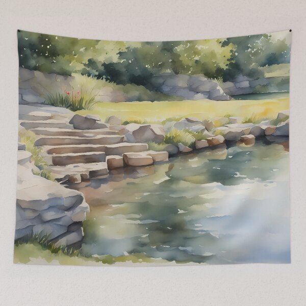 Item preview, Pond with Stairway designed and sold by CalmnessbyChoice.