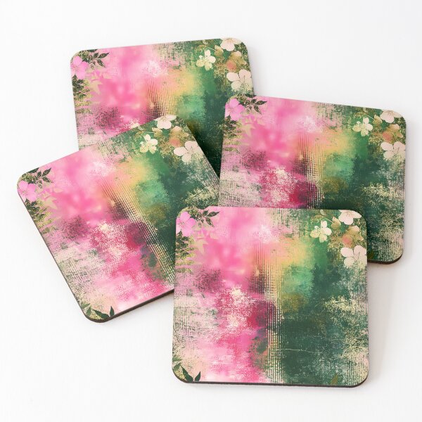 Item preview, Wicked-Inspired Pink and Dark Green Floral Mixed Media Art designed and sold by EmeraldeaArt.