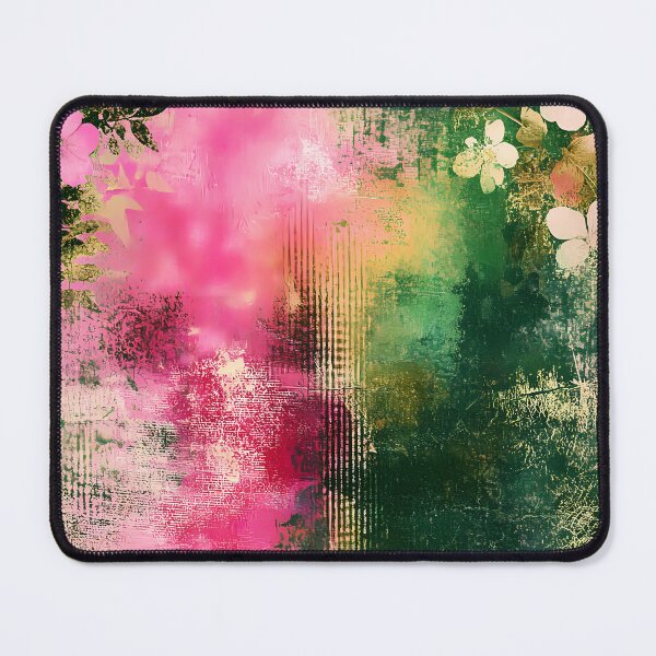 Item preview, Wicked-Inspired Pink and Dark Green Floral Mixed Media Art designed and sold by EmeraldeaArt.