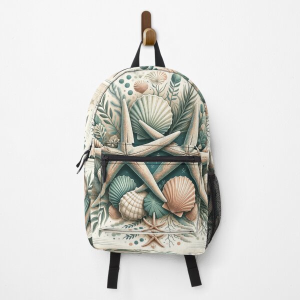 Item preview, Summer Botanical Beach Coastal Teal Beige Seashell Starfish designed and sold by LEILA ART SPACE.