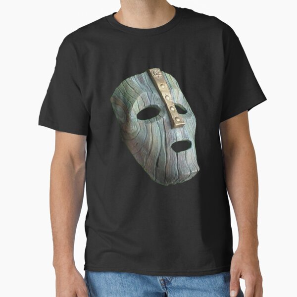 Item preview, The Mask-Inspired Green Glow – Mysterious Wooden Face Design designed and sold by LAS-PRINTS.