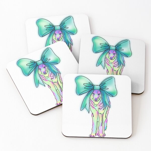 Item preview, Pastel Rainbow Wolf with Giant Teal Bow – animalzinhats designed and sold by Ashley’sAnimalz.