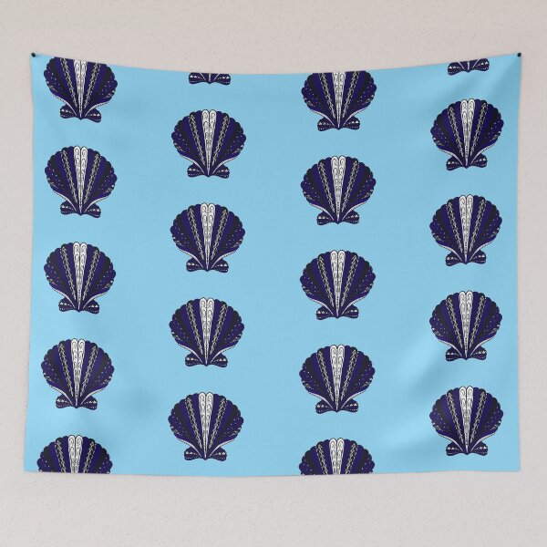 Item preview, Blue Tribal Clam Sea Shell  designed and sold by Steeb757.