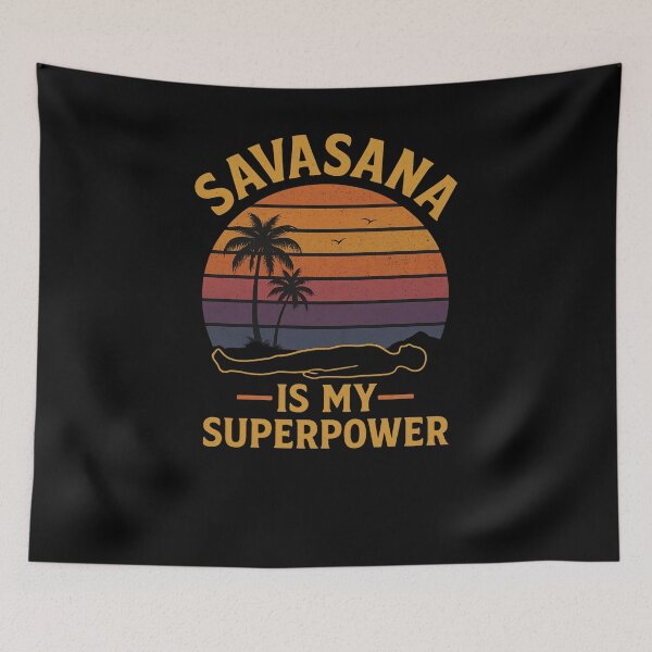 Item preview, Savasana Is My Superpower – Retro Sunset Yoga designed and sold by PrintHorizonD.