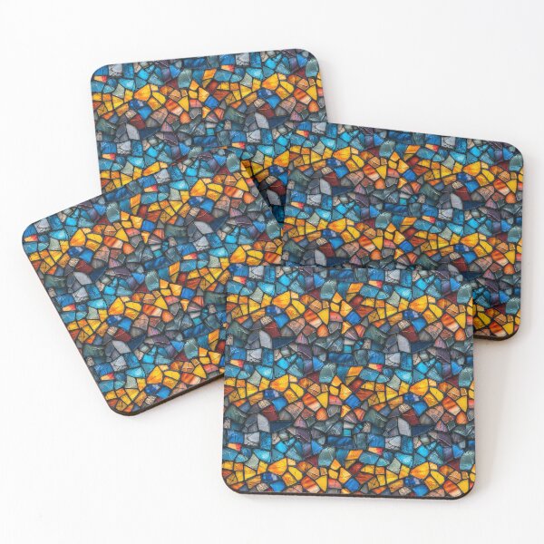 Item preview, Fractured Stained Glass Mosaic with Blue and Orange Hues designed and sold by NTGUILTY.