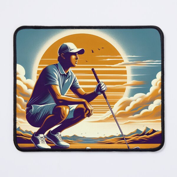 Item preview, Sunset Focus – Golfer at Golden Hour designed and sold by DreamMandalas.