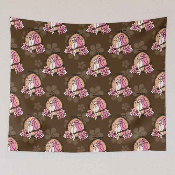 Item preview, White and Pink Tiki Love Birds Pattern designed and sold by drxgonfly.