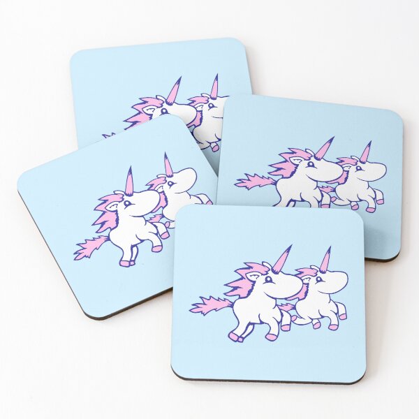 Item preview, 2 Unicorn Team Friends Happy Running Horn Horse Comic designed and sold by shirt-o-mat.