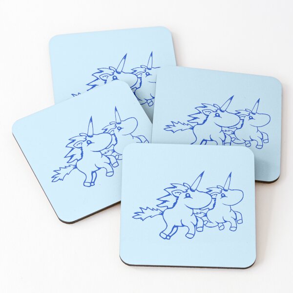 Item preview, 2 Unicorn Team Friends Happy Running Horn Horse Comic designed and sold by shirt-o-mat.