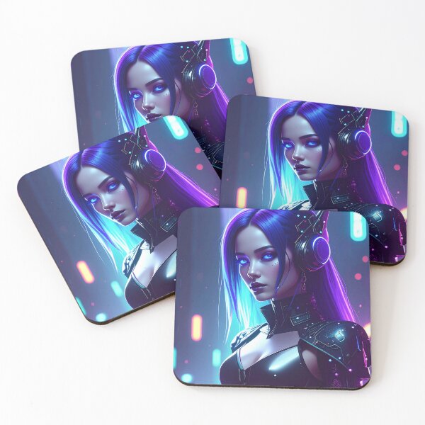 Item preview, Cyber Woman, long purple hair, with futuristic headphones designed and sold by angel-cat-22.