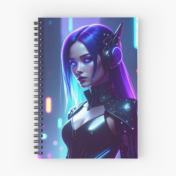 Item preview, Cyber Woman, long purple hair, with futuristic headphones designed and sold by angel-cat-22.