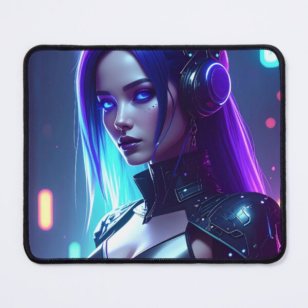 Item preview, Cyber Woman, long purple hair, with futuristic headphones designed and sold by angel-cat-22.