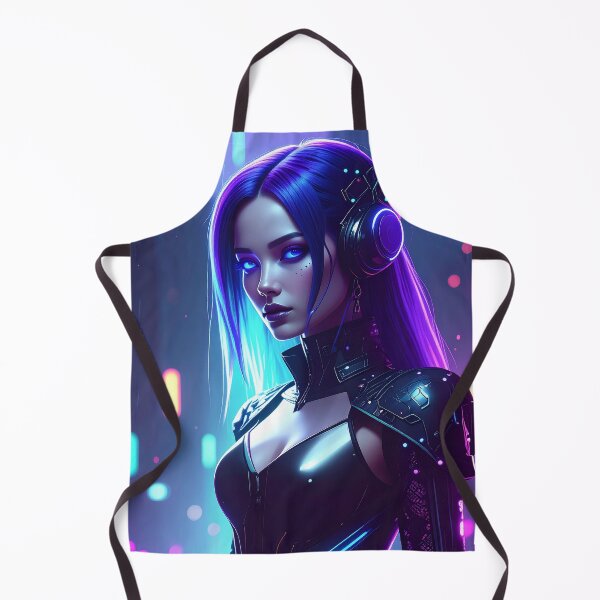 Item preview, Cyber Woman, long purple hair, with futuristic headphones designed and sold by angel-cat-22.