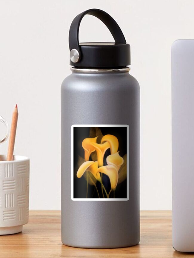 Thumbnail 1 of 3, Sticker, Yellow Lilly - Oil Painting by Avril Thomas - Adelaide / South Australia Artist designed and sold by AvrilThomasart.