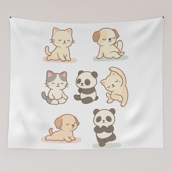 Item preview, Charming Chibi Animals Doing Playful Yoga designed and sold by ThatMuse.