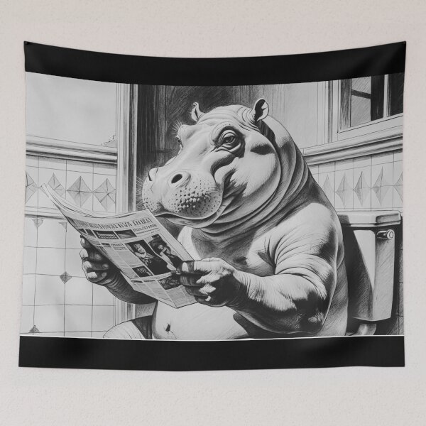 Item preview, Hippo using restroom (funny) designed and sold by Carritz.