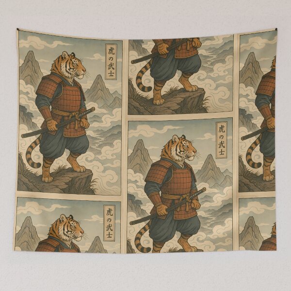 Item preview, Tiger of the Misty Peaks – Ukiyo-e Samurai Art designed and sold by KMChronicles.