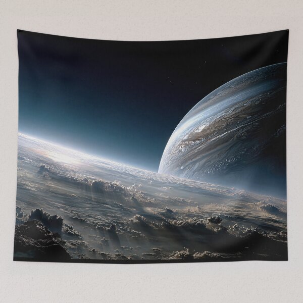 Item preview, View of Jupiter From a Stunning Cloud-Covered Exoplanet designed and sold by jecphotography and art.