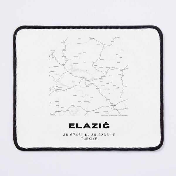 Item preview, Minimalist Elazığ Map – Black & White Eastern Turkey Wall Art designed and sold by RM-Journey.