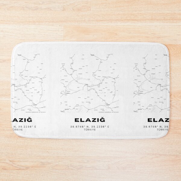 Item preview, Minimalist Elazığ Map – Black & White Eastern Turkey Wall Art designed and sold by RM-Journey.