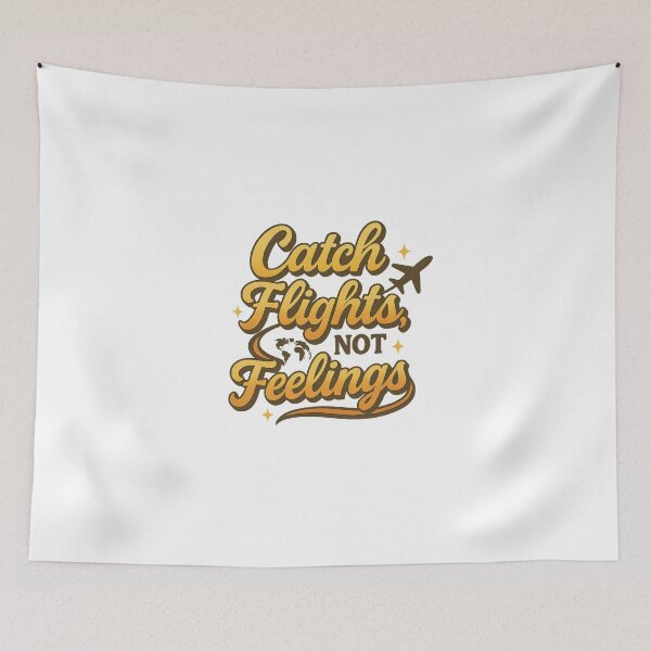 Item preview, Catch Flights, Not Feelings – Retro Jet-Set Script designed and sold by Merchbes.