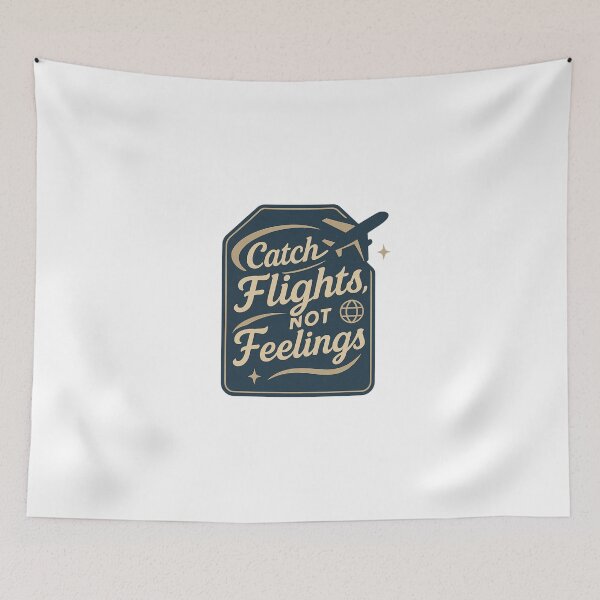Item preview, Catch Flights, Not Feelings – Retro Jet-Set Script designed and sold by Merchbes.