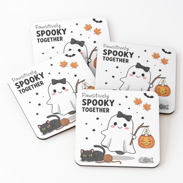 Item preview, Pawsitively Spooky Together – Cute Ghost and Cat Halloween Design designed and sold by Snifferius.