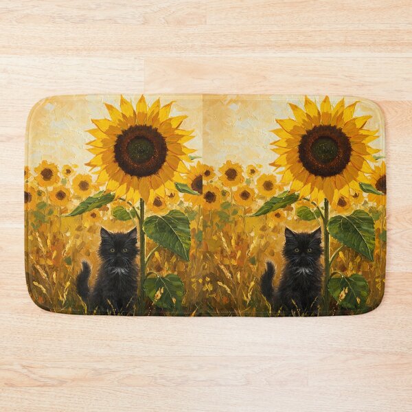 Item preview, Sunflower Hide and Seek – Black Kitten in Golden Field – Monet Art Style designed and sold by Cherry Dreams.