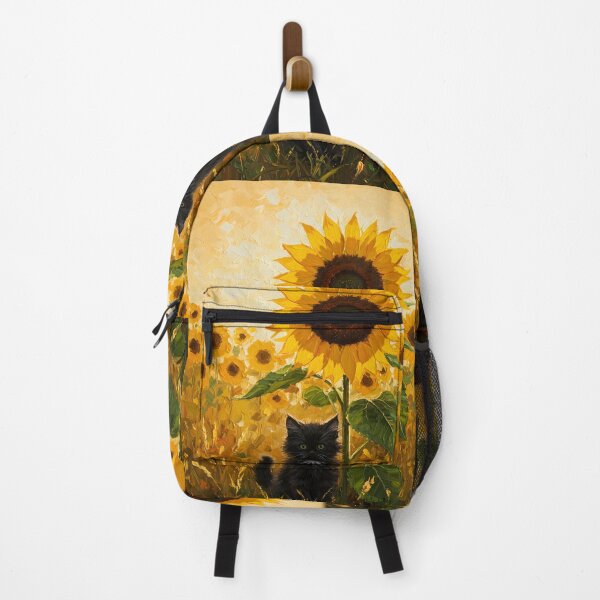 Item preview, Sunflower Hide and Seek – Black Kitten in Golden Field – Monet Art Style designed and sold by Cherry Dreams.
