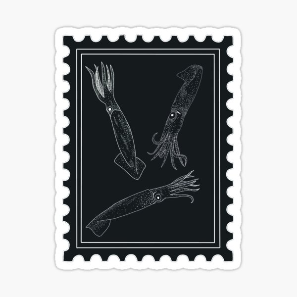 Item preview, Northern Shortfin Squid (Illex illecebrosus) Stamp - Black and White designed and sold by Bluer Horizons Art.