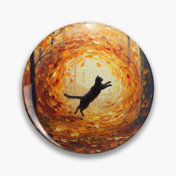 Item preview, Autumn Whirl – Black Cat Dancing in Falling Leaves – Monet Art Style designed and sold by Cherry Dreams.
