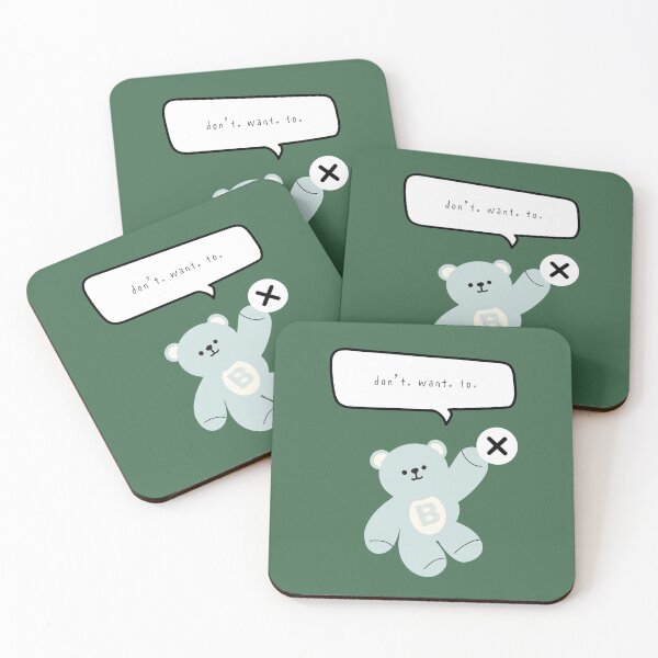 Item preview, Mono Bear Mood – Don't Want To (Dark Green Square) designed and sold by mintmono-studio.