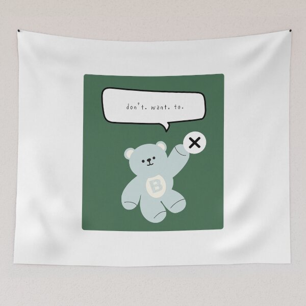 Item preview, Mono Bear Mood – Don't Want To (Dark Green Square) designed and sold by mintmono-studio.