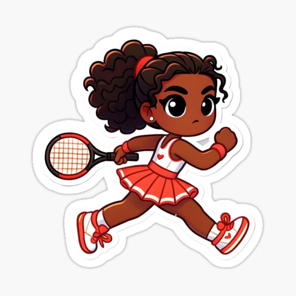 Britney the Tennis Player - Chibi Black Girl Sports Sticker Sticker