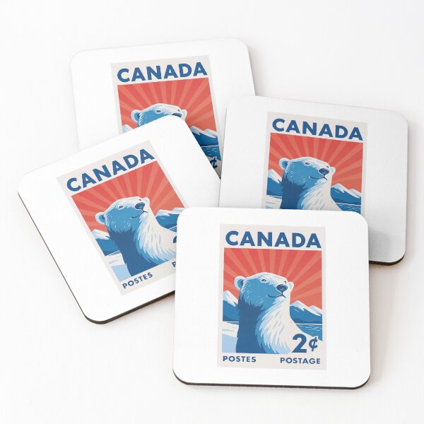 Item preview, Canada Polar Bear Stylized Postage Stamp designed and sold by retrographics.