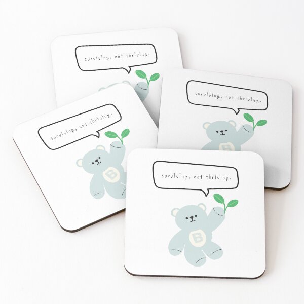Item preview, Mono Bear Mood – Surviving Not Thriving (White / Transparent Background) designed and sold by mintmono-studio.