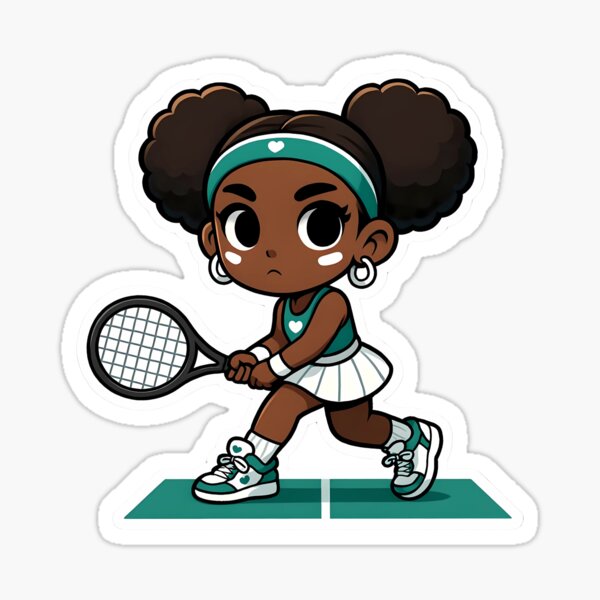 Hazel the Tennis Player - Chibi Black Girl Sports Sticker Sticker