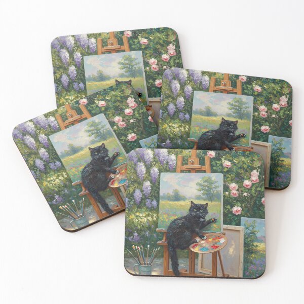Item preview, Studio Mischief – Black Cat Tangled in Easel – Monet Art Style designed and sold by Cherry Dreams.