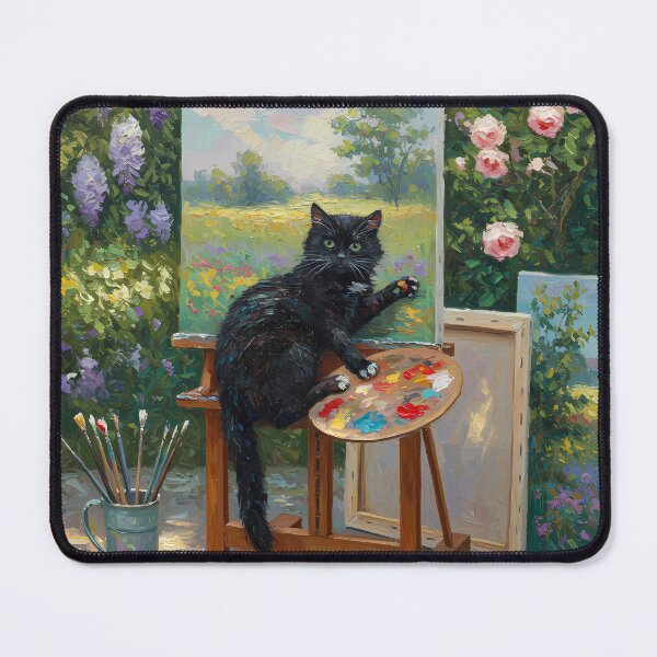 Item preview, Studio Mischief – Black Cat Tangled in Easel – Monet Art Style designed and sold by Cherry Dreams.